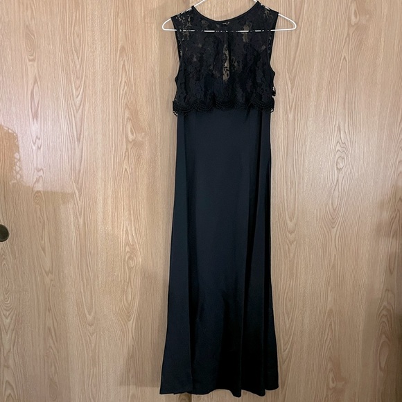 Gunne Sax Jessica McClintock Black Lace Maxi Open Back Vintage - Picture 3 of 6